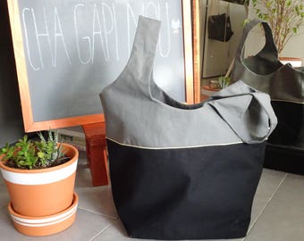 Black, grey and gold tote bag