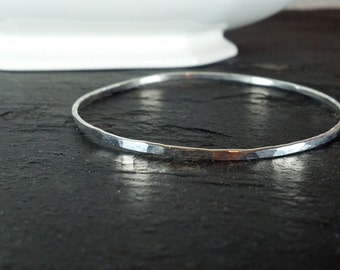 Hammered Bangle Bracelet in Sterling Silver