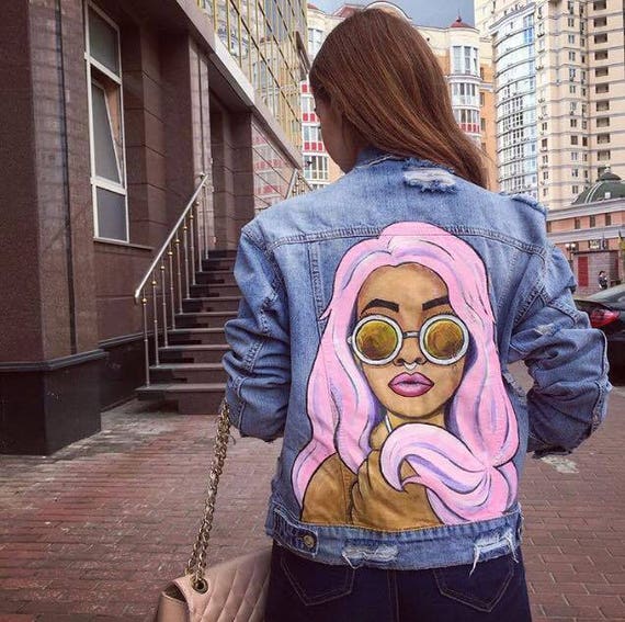 Hand painted denim  jacket Denim  jacket with art  Gift Custom