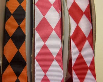 7/8" x 10 yards Grosgrain- Harlequin/ Jester