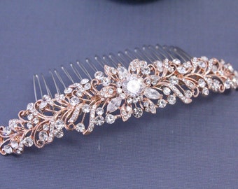 Bridal hair comb rose gold Wedding hair comb Rose gold Hair comb Wedding comb Bridal hair accessories Wedding accessories Bridal comb rose