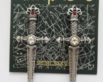 JJ Jonette Medieval Goth Sword Dagger Pierced Earrings