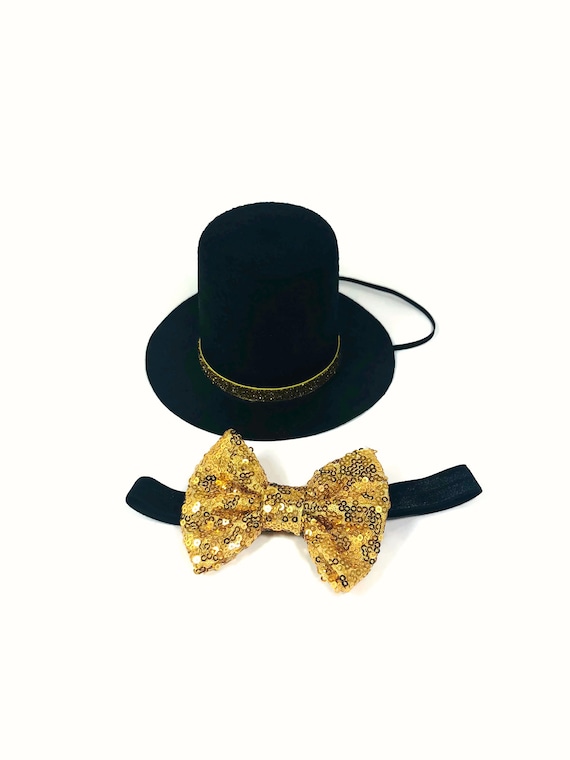 Dog Top Hat and Bow Tie || Dog Gift || Pet Birthday Party Outfit || Pet Puppy Cat Kitten || Kitty Pig Birthday Crown |