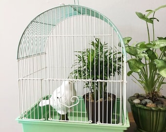 Vintage Bird Cage / Green Bird Cage / Wedding Decor / Envelope Holder / Bird Vignette / Dome Bird Cage / Plant Holder / Functional Cage