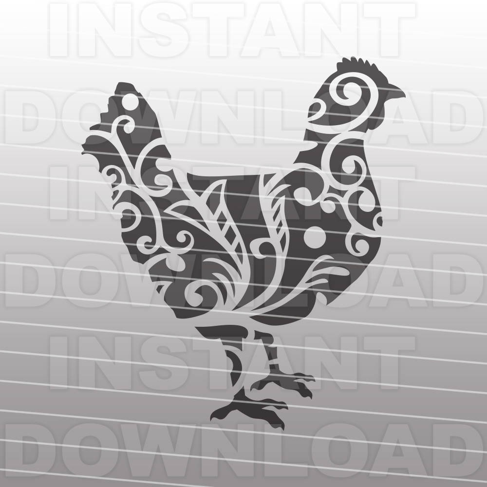 Download Fancy Floral Flourish Shabby Chic Chicken SVG FileFarm