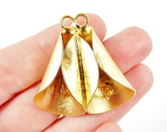 Unusual Twin Cone Pendant with Loops - LIMITED STOCK! - 22k Matte Gold Plated - 1PC