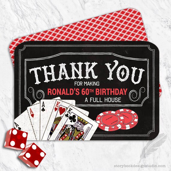 Casino Birthday Party Thank You Cards casino birthday