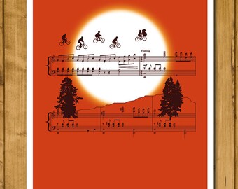 ET Sheet Music Print - Movie Classics Poster - Theme from E.T. The Extra-Terrestrial by John Williams - Soundtrack Poster (Various Sizes)