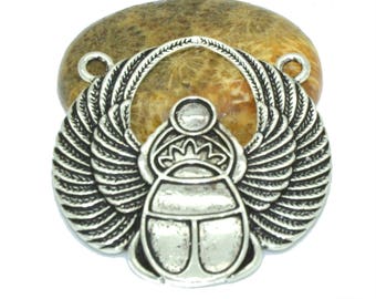 Connector Egyptian scarab antique silver 42x41mm