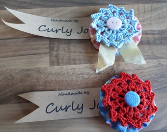 Suffolk Puff Brooch with Crochet detail