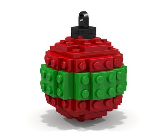 Red and Green Striped Ornament - Made from Lego Bricks!
