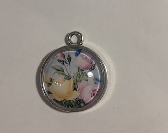 Glass cabochon Flower Motif 20 mm