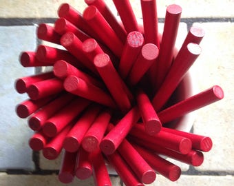 40 Red Wooden Dowels