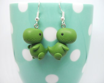 Cute chubby Tyrannosaurus Rex polymer clay earrings
