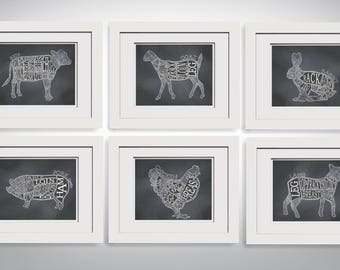 Meat Cuts Decor|Modern Farmhouse Style Kitchen Decor|Butcher Prints|Cuts Of Meat Printable|Beef Cuts Poster|Butcher Diagram|Butchery Chart|