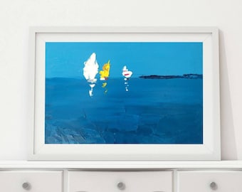 Sailboats Painting Ocean Painting Abstract Oil Painting Sailing Decor Ocean Art Sea Painting Beach Home Decor Christmas Gifts for Men Ideas