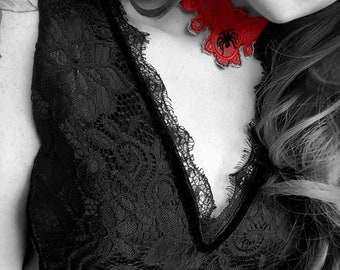 UK Gothic lace choker, spider centerpiece, Halloween, different colourways