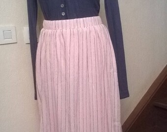 Mid long skirt color crinkle chiffon rose