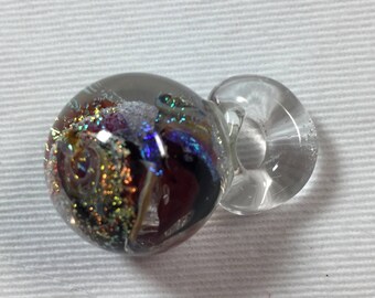 Stunning Dichroic Glass Pendant. 18mm Round. Multiple iridescent colors. New