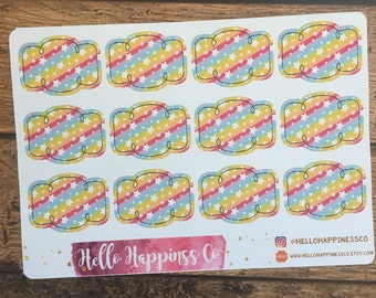 Rainbow Framed Half Boxes - Planner Stickers - Functional Stickers