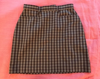 Vintage Brown Plaid Skirt