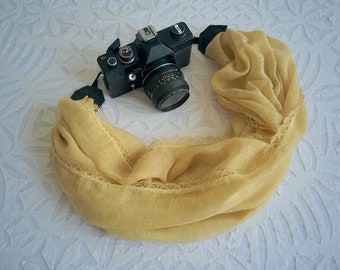 Scarf camera strap Fabric camera strap Cotton lace camera strap DSRL camera strap Canon camera strap Camera accessory Camera scarf strap