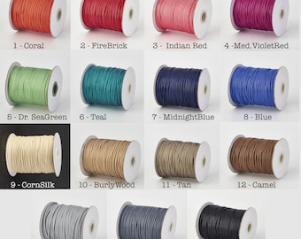 10 Meters, 1mm Environmental Korean Waxed Polyester Cord - Choose Your Colour
