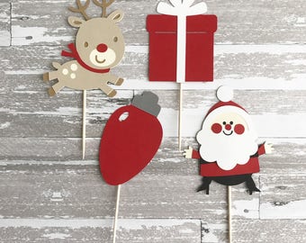 24 Christmas Cupcake Toppers