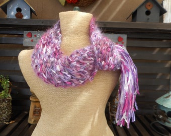 Hand Knit Scarf Ribbon Scarf