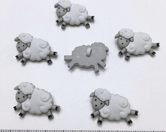 8 pcs of Little White Sheep Button Lamb Button