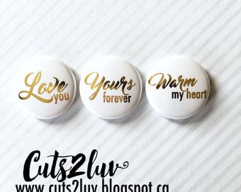 3 badges Warm my heart gold metal 1 "