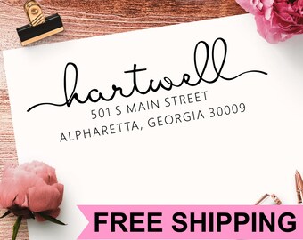 Return Address Stamp, Custom Address Stamp, Modern Calligraphy Return Address Stamp, Wedding Stamp, Personalized Self-Ink Address Stamp