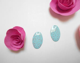 x 2 sequins teal and grey 26 mm