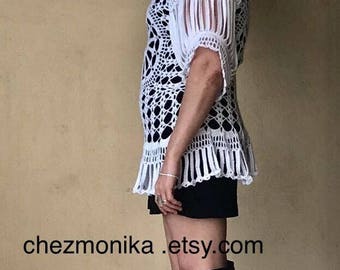 Hand crocheted white top