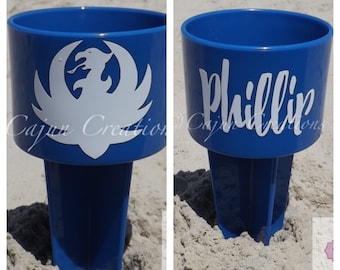 Spikers, beach accessories, drink holder, cup holder, personalized, Name spiker, groomsmen gift, gun lover gifts, gun gifts, gifts for him