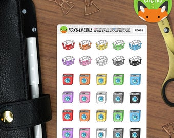 Cleaning Laundry Day - Washing Day Clothes Washing Machine - Planner Stickers (F0018)