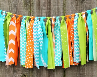 Fabric Rag Garland Bunting Banner, CUSTOM, You Pick Colors/Theme, Great for Parties and Events