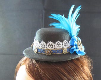 Black Mini Top Hat Fascinator Steampunk
