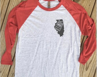 Pocket-size States Raglan - Illinois, Indiana, Iowa, Kansas, Kentucky, Louisiana, Maine, Maryland, Massachusetts, Michigan, Minnesota