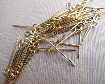 50pcs Brass Eye Pins / Loop Pins 23mm / 1" - Destash - CB-52VPSB-170-D
