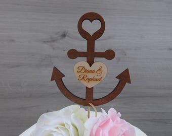 cake topper anquor with hearts - wedding cake topper marriage wedding decoration wedding accessoires