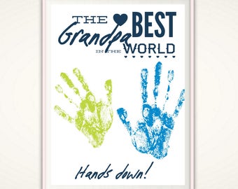 Grandpa Gifts - Christmas Grandpa Gift from Grandkids, PRINTABLE Handprint Art, Gift for Grandpa, DIY Handprint Art, Grandad Birthday Gift