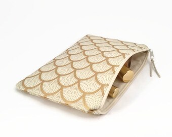 Bridesmaid clutch, Gold, Zipper clutch, Makeup bag, Bridesmaid gift idea, Bridal clutch, Bridesmaid makeup bag, Bridesmaid gift, Clutch