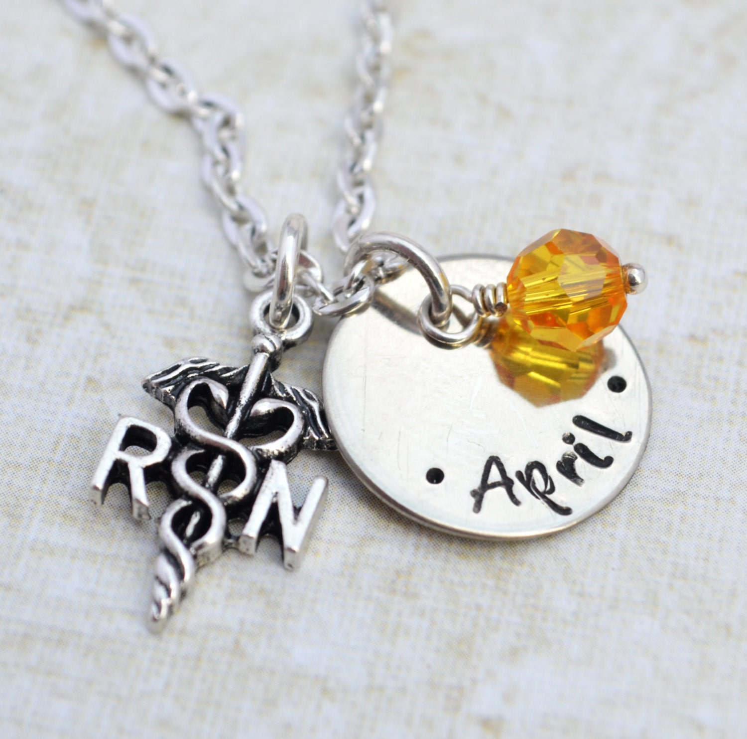 Nurse Necklace Hand Stamped PersonalizedGiftGraduation