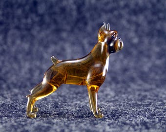 Color Glass boxer Figurine.Dog Figurine Glass.Figure miniature.glass lampwork.glass dog sculpture.dog figurine.(x30)