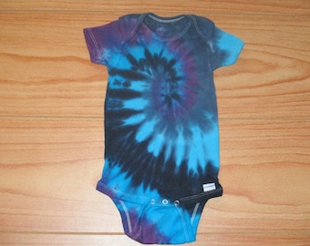Tie dye onesie, all sizes, baby bodysuit, Tranquil River Spiral, tie dye baby onesie