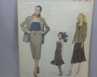 Vintage Vogue 2140 American Designer Calvin Klein Jacket, Dress, Camisole and Skirt Misses Size 8
