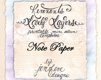 Remnants ~ Lovely Layers Printable Mini album Template in Note Paper & PLAIN
