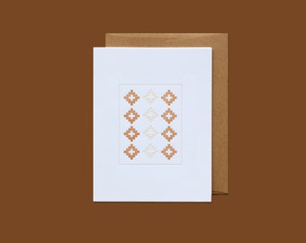 Letterpress American Folk Quilt Geometric Pattern Card No. 3