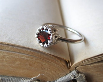 Garnet Gemstone Alternative Engagement Promise Ring Let them Eat Cake size 5.5 ready to ship